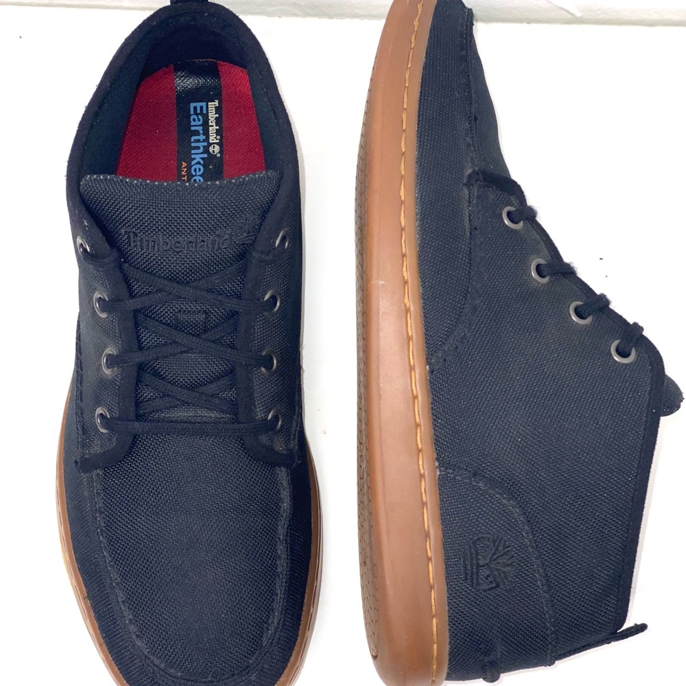 Timberland Black Canvas Sneakers with Brown Sole